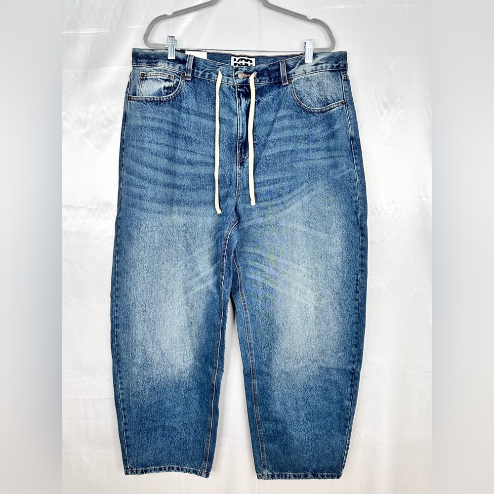 Casual Blue Denim Wide Leg Jeans